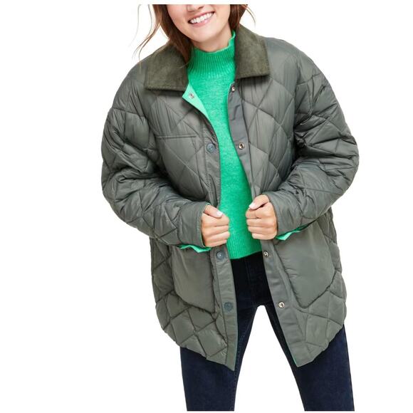 Calvin Klein Womens Reversible Barn Quilted Jacket Green XL - Picture 1 of 6